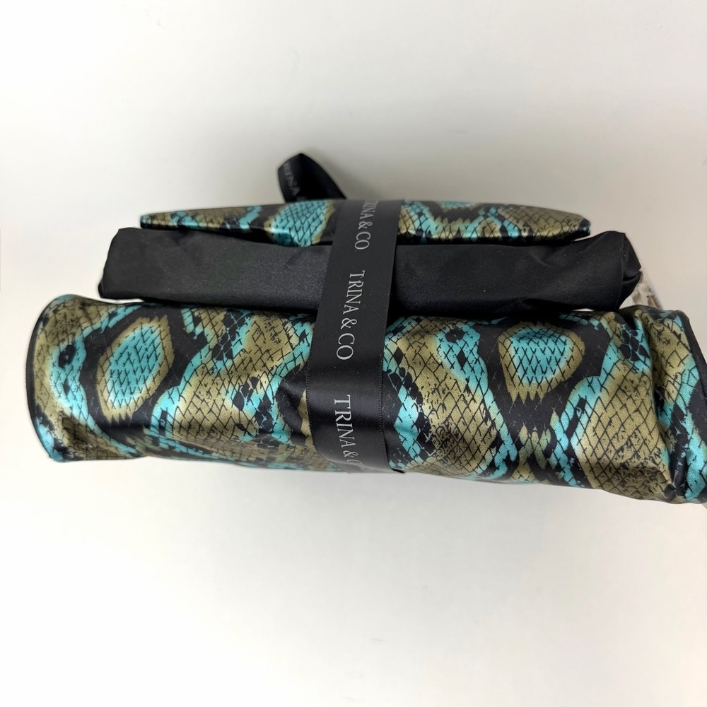 Trina & Co Snake Print Cosmetic Bag Set Travel Makeup Organizer NWT - Picture 6 of 9